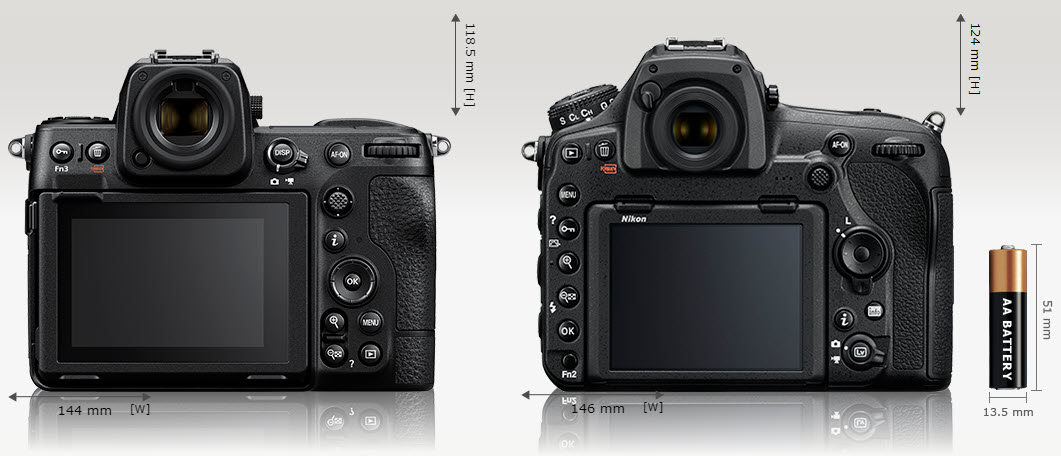 Nikon Z 8 à gauche vs Nikon D850 à droite