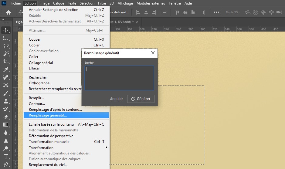 Comment utiliser le remplissage génératif dans Photoshop