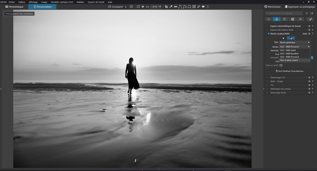 DxO PhotoLab 7 : flux de travail en noir et blanc