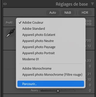 Lightroom afficher Nikon Picture Control