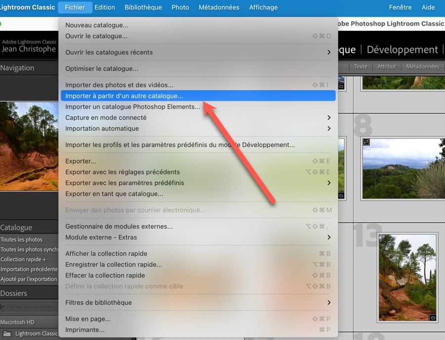 Lightroom Classic export-import de catalogues - utiliser Lightroom sur deux ordinateurs