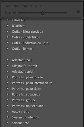 Lightroom preset adaptatif