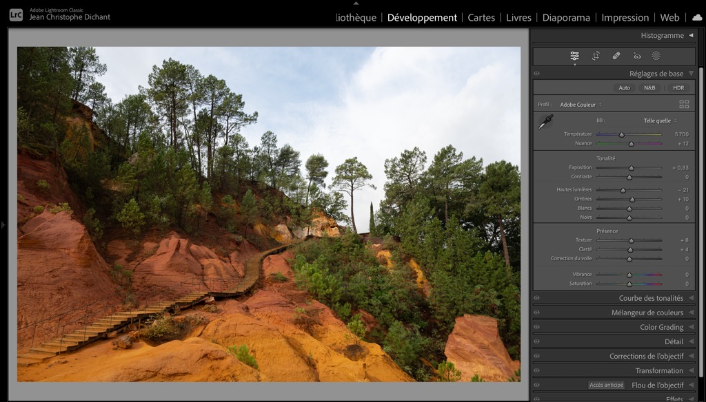 Lightroom profil Adobe couleur