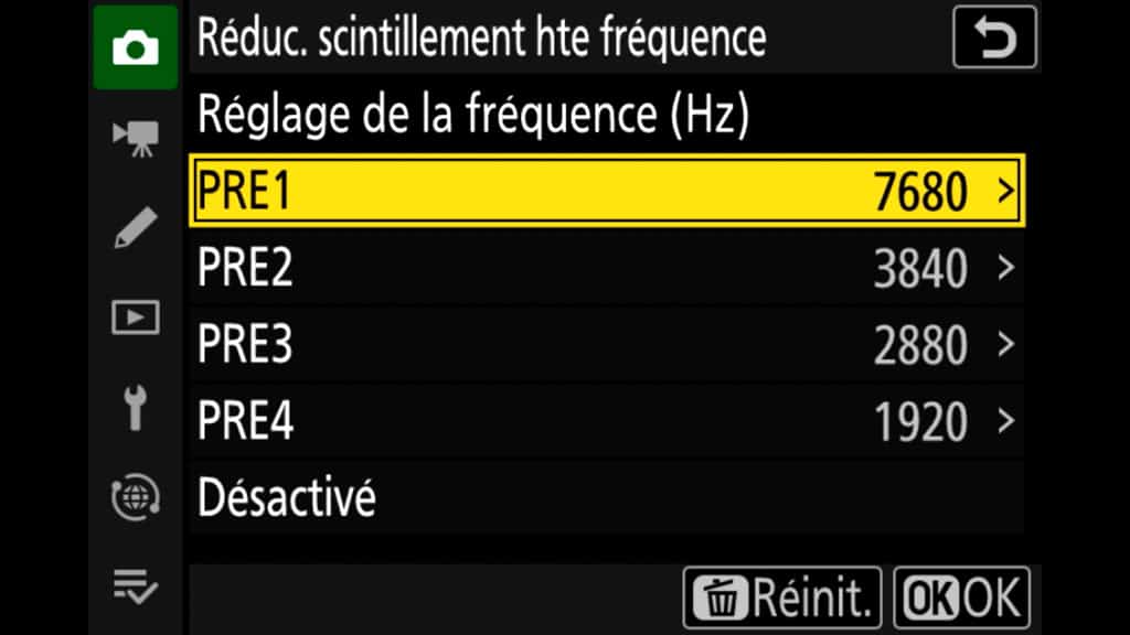 Nikon Z9 firmware 5: réduction du scintillement flicker