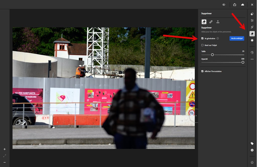 Mise à jour Lightroom Web suppression avec IA générative