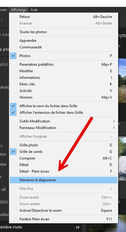 Mise à jour Lightroom cloud Mode diaporama