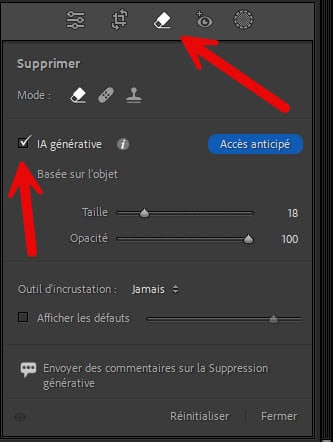 Mise à jour Lightroom Outil Supprimer avec IA générative dans Lightroom