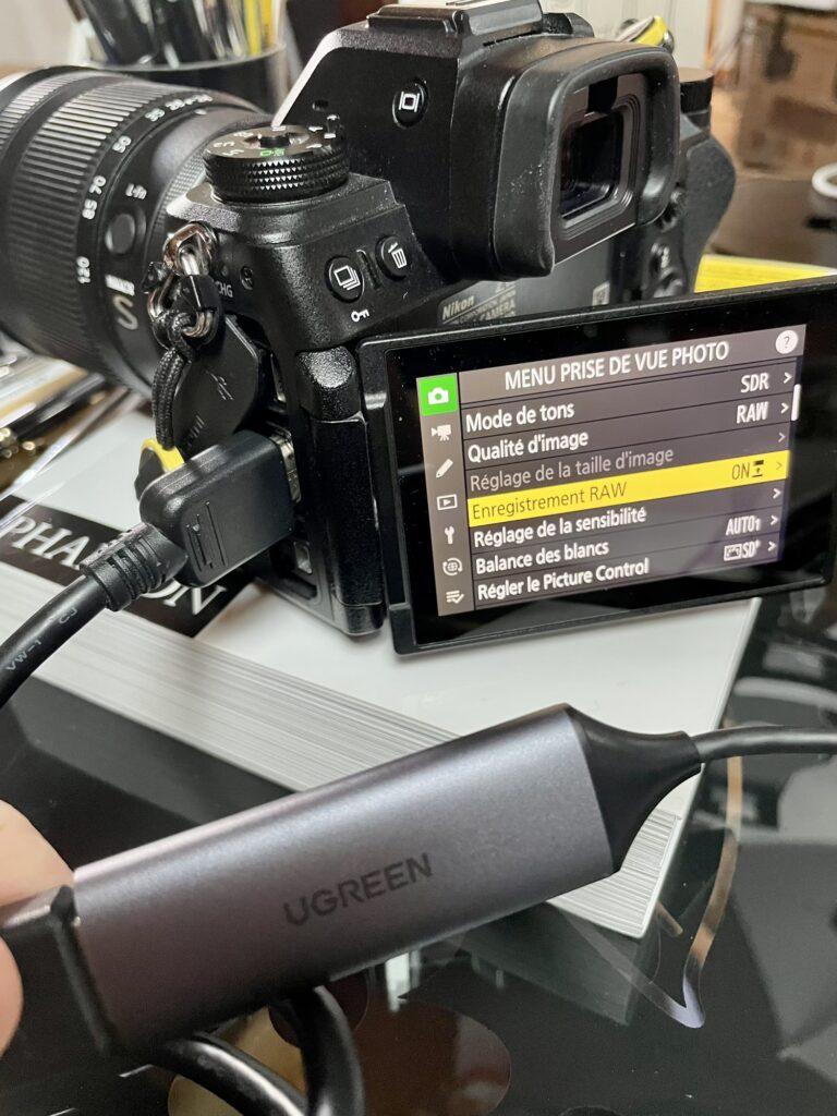 Ensemble de capture d’écran d’un Nikon Z à l’aide d’une carte d’acquisition HDMI