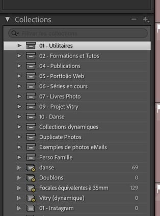 Onglet Collections dans Lightroom Classic