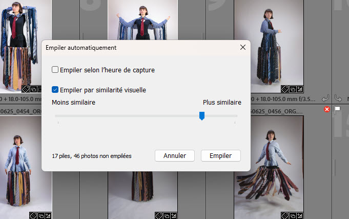 Lightroom Classic - empiler les photos similaires