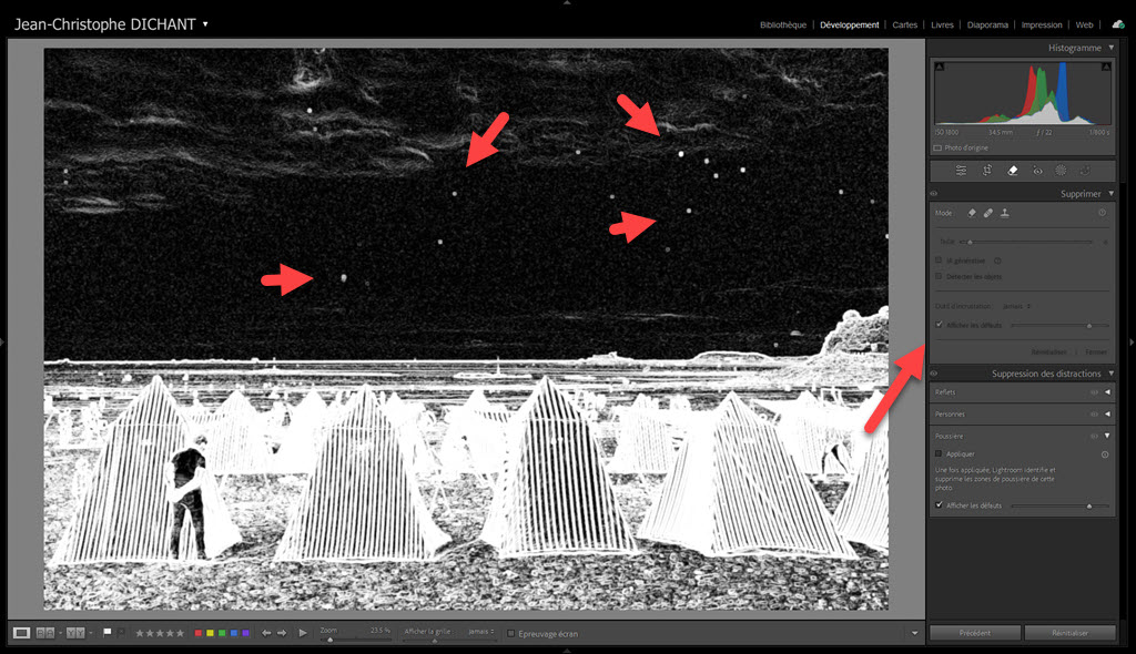 Suppression automatique des poussières dans Lightroom Classic 15.0