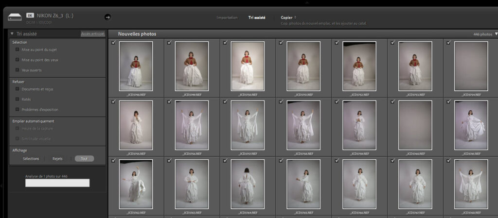 Lightroom Classic - tri assisté par l'IA à l'importation