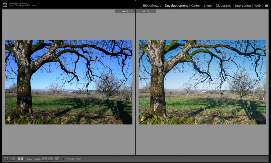 Retouche photo : Affichage avant-après dans Lightroom Classic