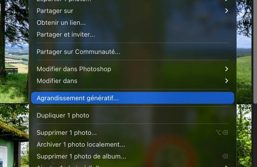 agrandissement génératif dans Lightroom Desktop