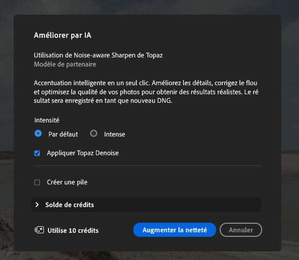 Accentuation par IA et Agrandissement génératif : Topaz Labs dans Lightroom Desktop